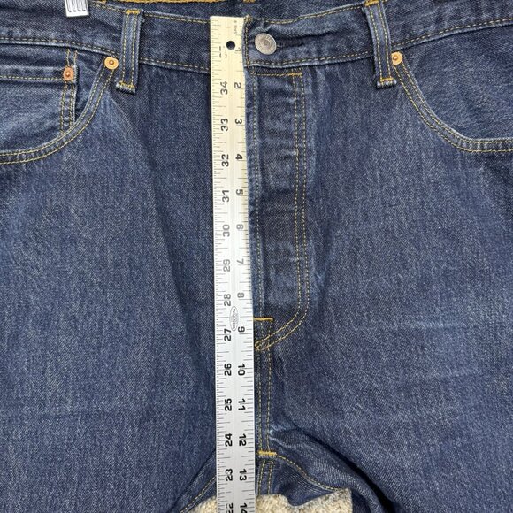 Levis 501 Jeans Mens 38x30 Blue Original Fit Straight Button Fly Dark Wash Denim - Picture 8 of 11